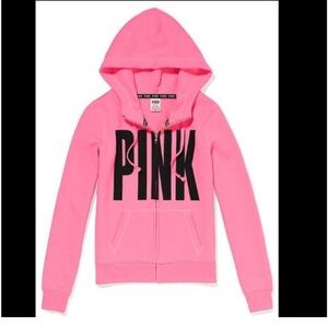 Victoria's Secret Pink Hoodie - Bright Pink and Black